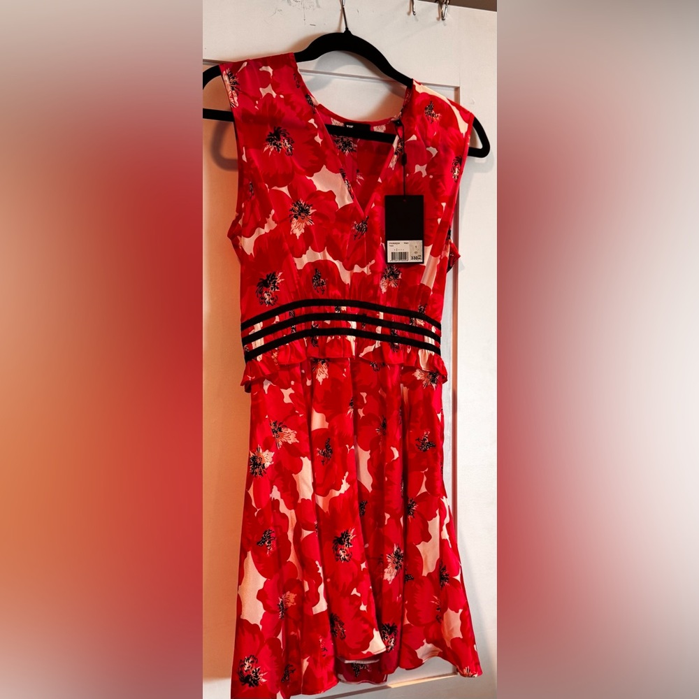 Pink Flower Printed Short Silk Dress from The Kooples - Picture 7 of 10